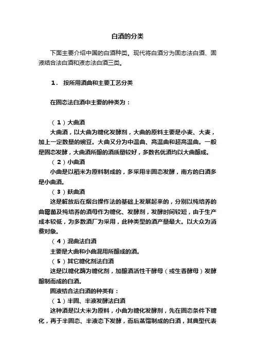 白酒的分类