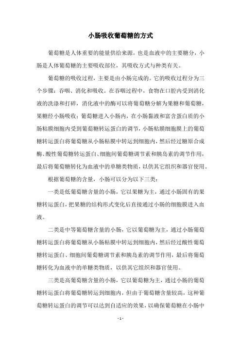 小肠吸收葡萄糖的方式