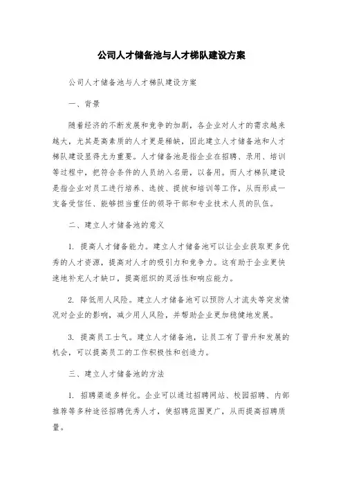 公司人才储备池与人才梯队建设方案
