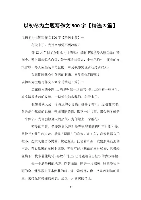 以初冬为主题写作文500字【3篇】