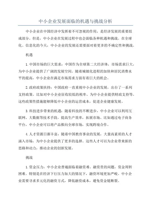 中小企业发展面临的机遇与挑战分析