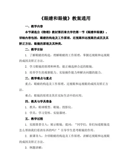 《眼睛和眼镜》教案通用