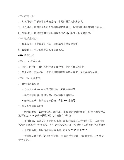 食管疾病概述教案模板及范文
