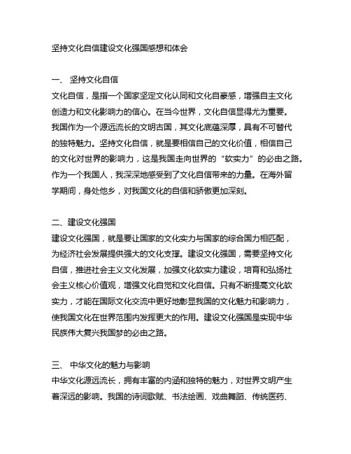 坚持文化自信建设文化强国感想和体会