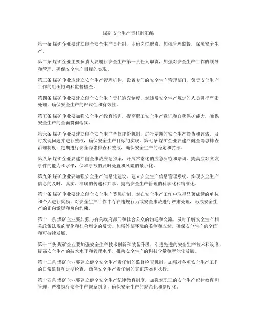 煤矿安全生产责任制汇编