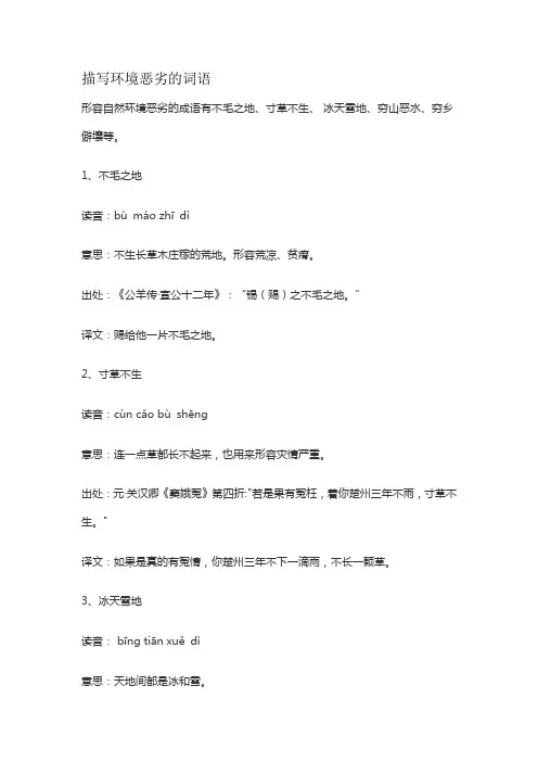 描写环境恶劣的词语