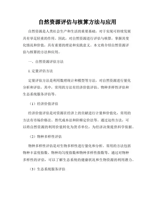 自然资源评估与核算方法与应用