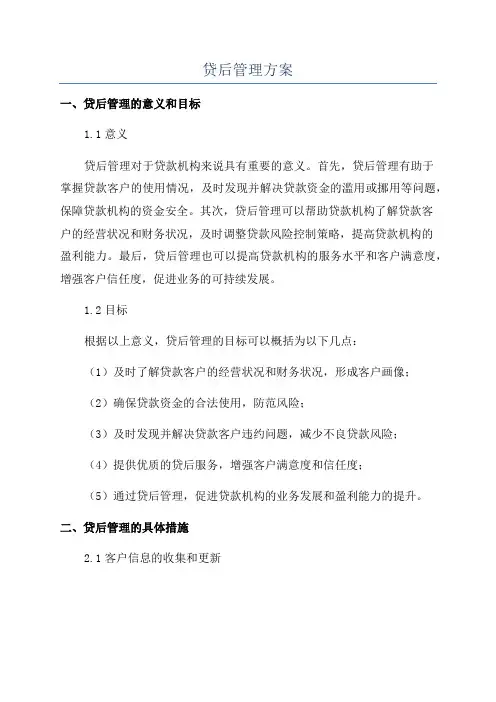 贷后管理方案