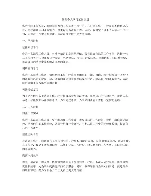 法院个人学习工作计划