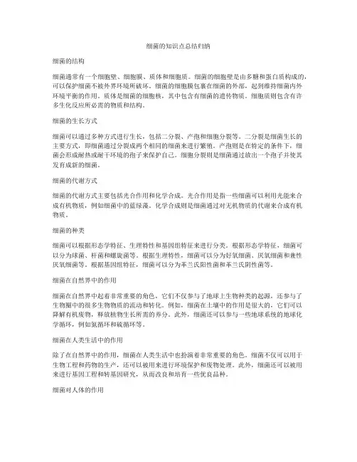 细菌的知识点总结归纳