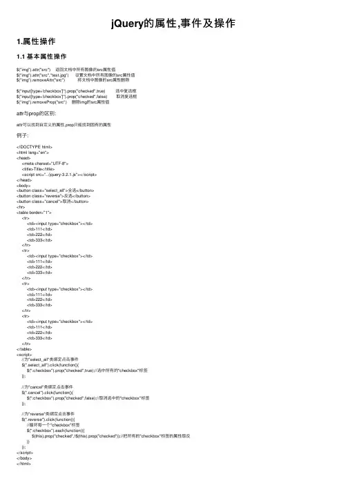 jQuery的属性,事件及操作