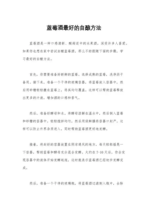 蓝莓酒最好的自酿方法
