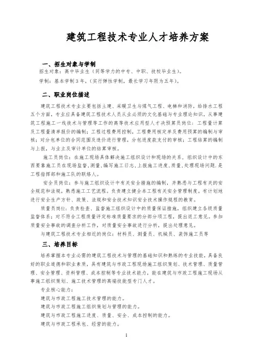 建筑工程技术专业人才培养方案