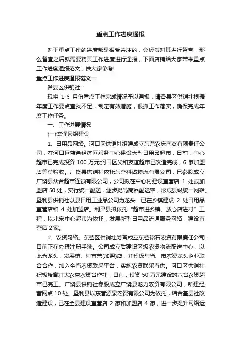 重点工作进度通报