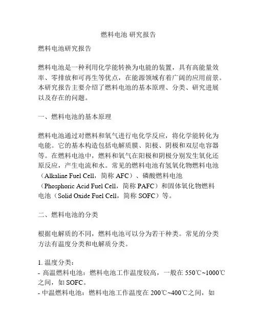 燃料电池 研究报告