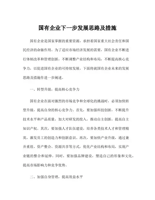 国有企业下一步发展思路及措施