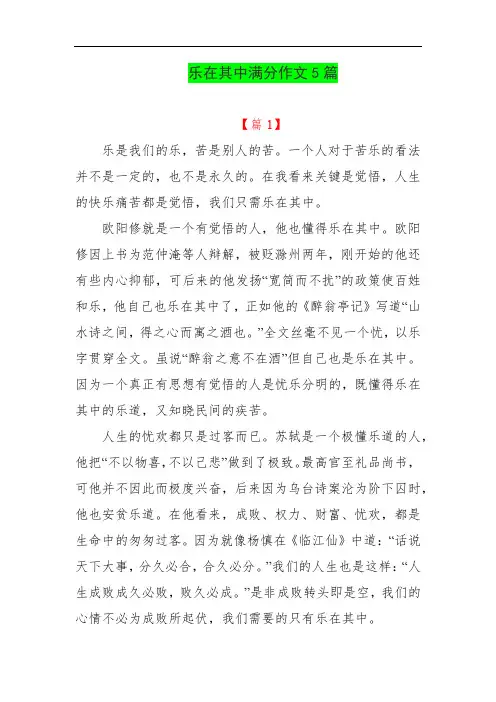 乐在其中满分作文