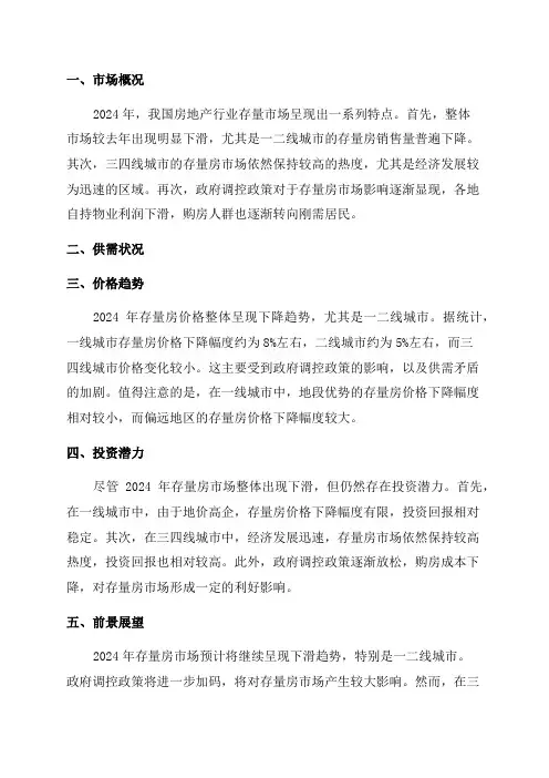 2024年房地产行业存量市场研究报告
