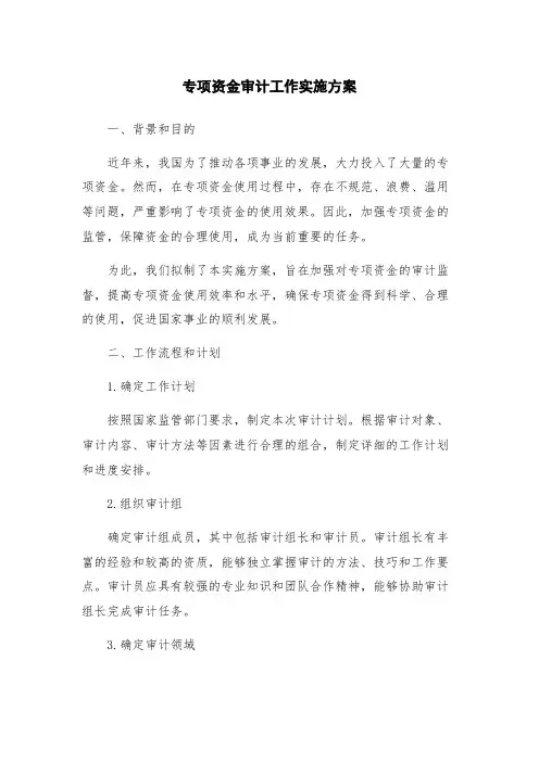 专项资金审计工作实施方案