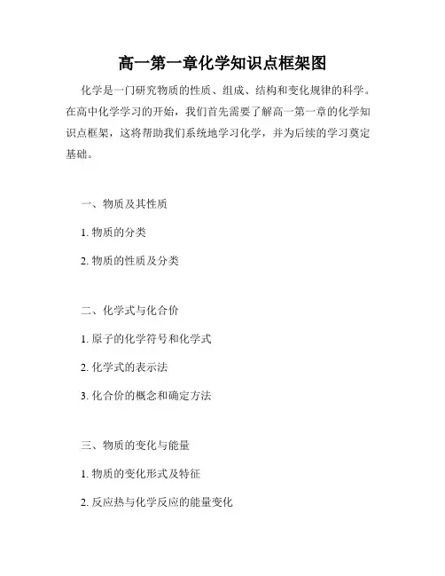 高一第一章化学知识点框架图