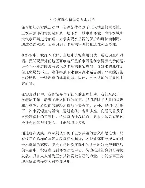 社会实践心得体会五水共治