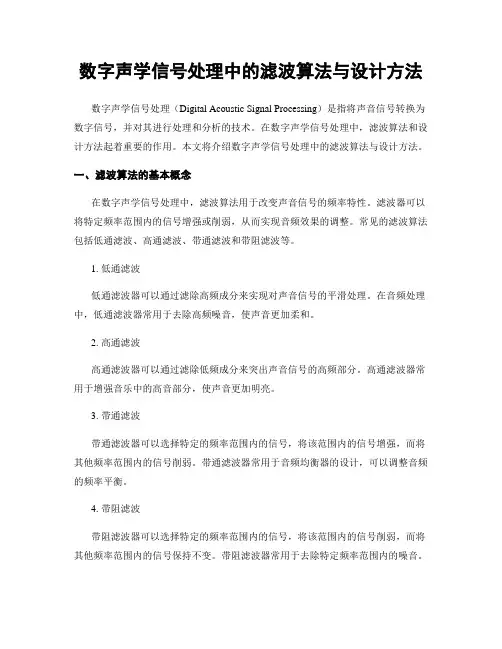 数字声学信号处理中的滤波算法与设计方法