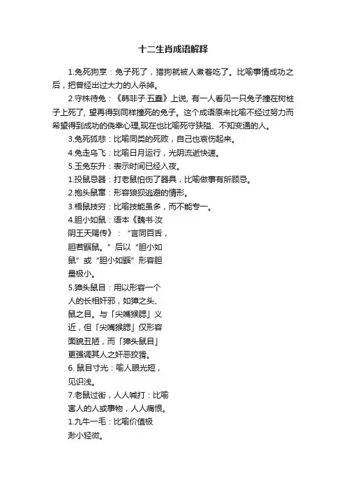 十二生肖成语解释