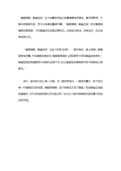 螳螂捕蝉黄雀在后的寓意和启示