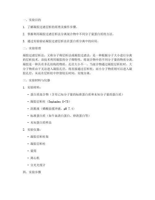 凝胶过滤层析实验报告