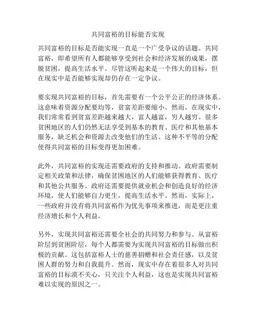 共同富裕的目标能否实现