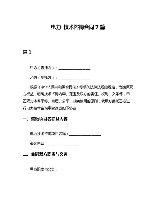 电力 技术咨询合同7篇
