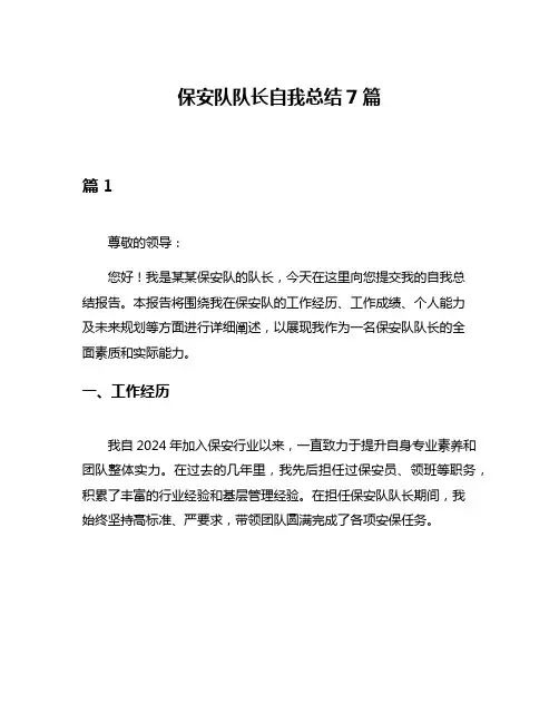 保安队队长自我总结7篇