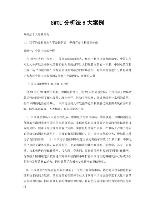 SWOT分析法8大案例