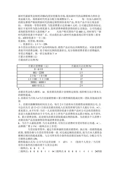 新时代健康产业集团最新奖金制度