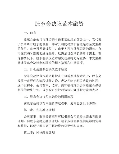 股东会决议范本融资 (12)