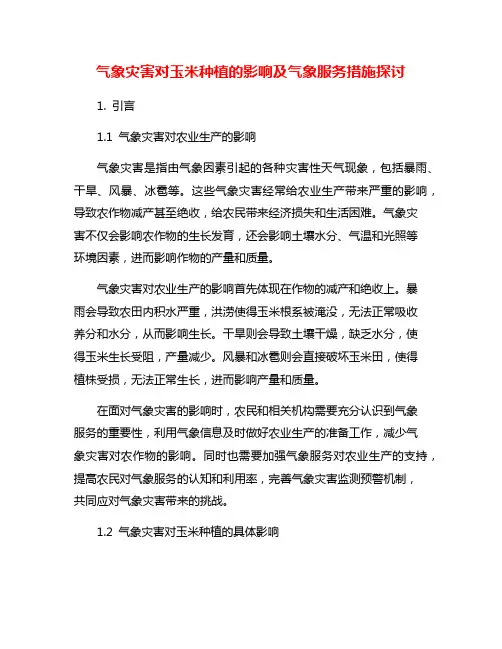 气象灾害对玉米种植的影响及气象服务措施探讨