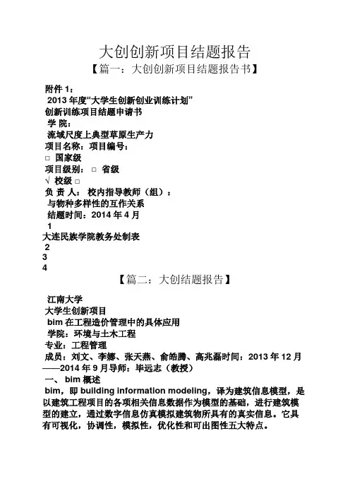 创新作文之大创创新项目结题报告