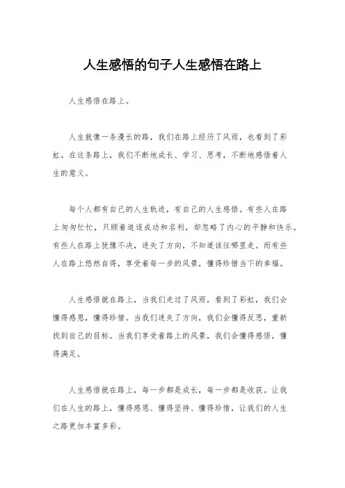 人生感悟的句子人生感悟在路上