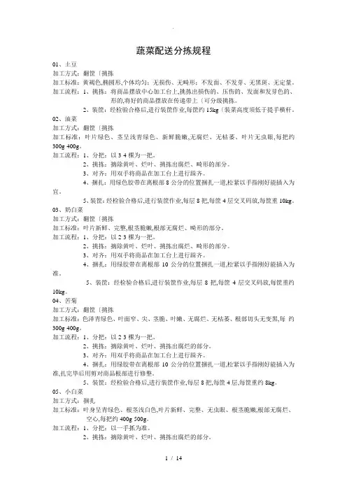 蔬菜配送分拣规程完整