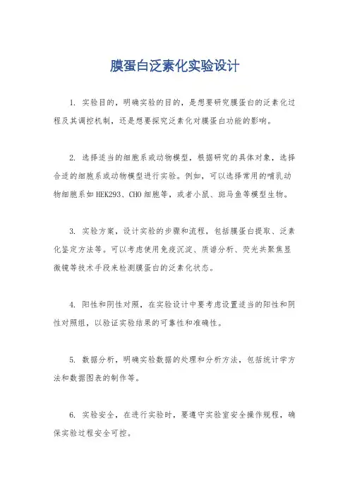 膜蛋白泛素化实验设计