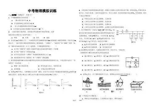 中考物理模拟试题2