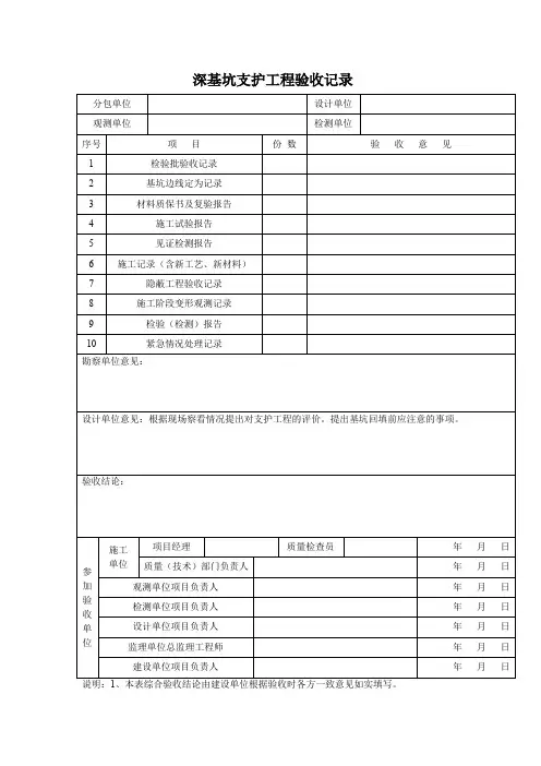深基坑支护工程验收记录