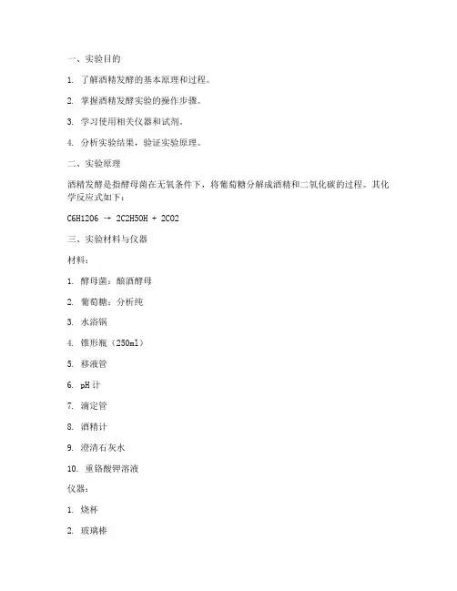 酒精发酵的实验报告