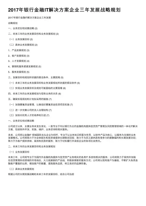 2017年银行金融IT解决方案企业三年发展战略规划
