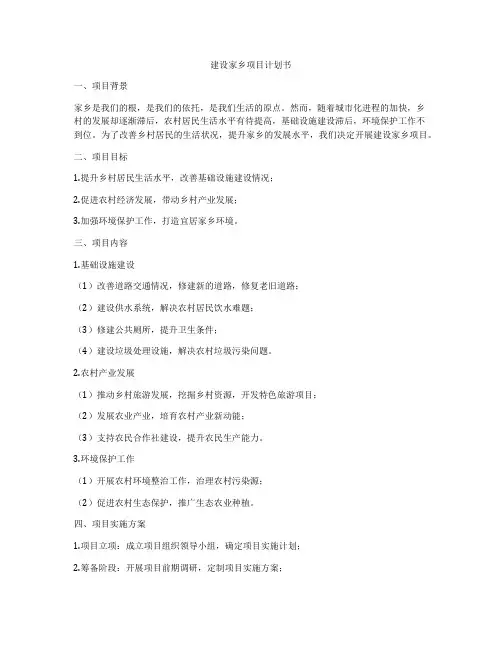 建设家乡项目计划书