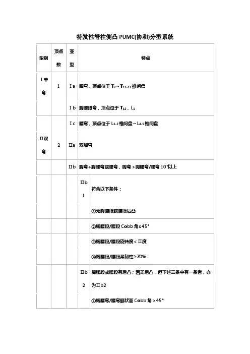 特发性脊柱侧凸PUMC(协和)分型系统