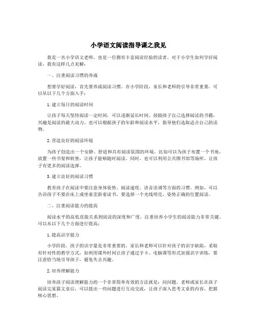 小学语文阅读指导课之我见