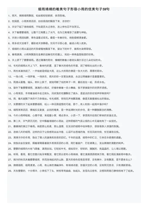 细雨绵绵的唯美句子形容小雨的优美句子59句