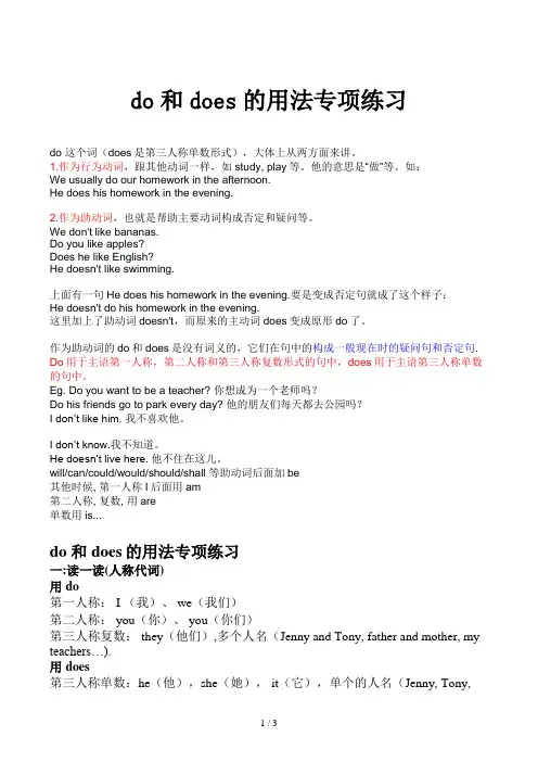 do和does的用法专项练习