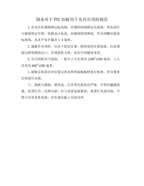 国家对于PVC扣板用于室内吊顶的规范